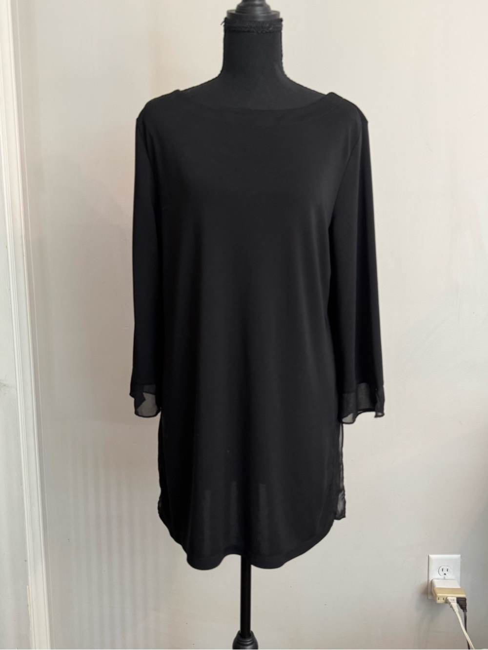 Susan Graver Black Knit Tunic Top